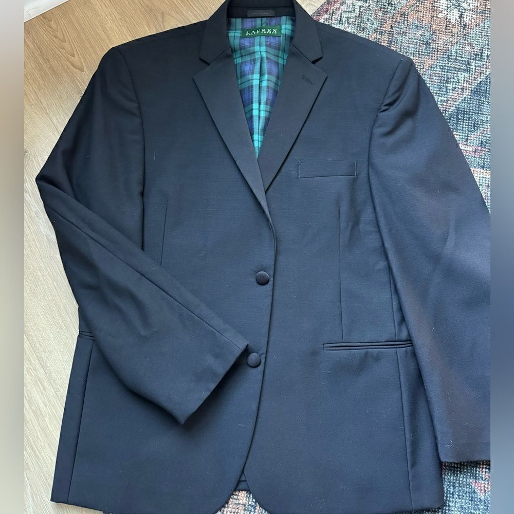RALPH LAUREN tux tuxedo jacket plaid lining
